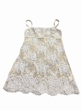 90s/Y2K Italian Vintage Intimissimi Lace Babydoll Mini Slip (Cream/White) Size M